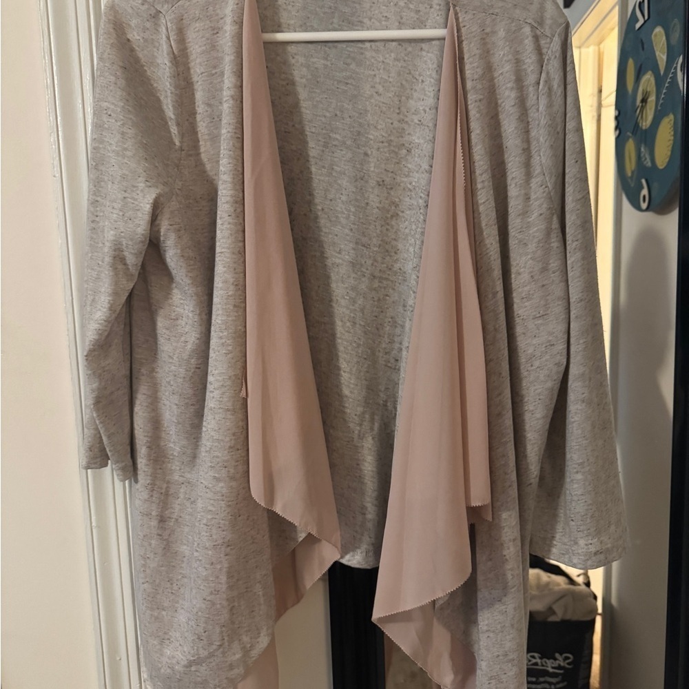 Brixton Ivy XL Women's Gray and Pink Open Front Cardigan